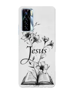 Чохол для TECNO Camon 17 Pro з картинкою «Квіти та Біблія»