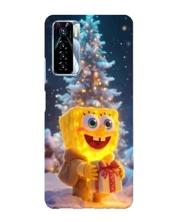 Чехол для TECNO Camon 17 Pro с картинкой «Рождественский Спанч Боб»