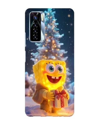 Чехол для TECNO Camon 17 Pro с картинкой «Рождественский Спанч Боб»