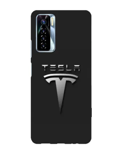 Чехол для TECNO Camon 17 Pro с картинкой «Стальной логотип Tesla»