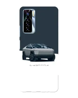 Чехол для TECNO Camon 17 Pro с картинкой «Серебристый Cybertruck Tesla»
