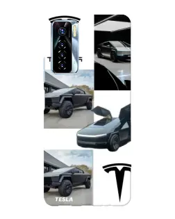 Чехол для TECNO Camon 17 Pro с картинкой «Коллаж Cybertruck Tesla»