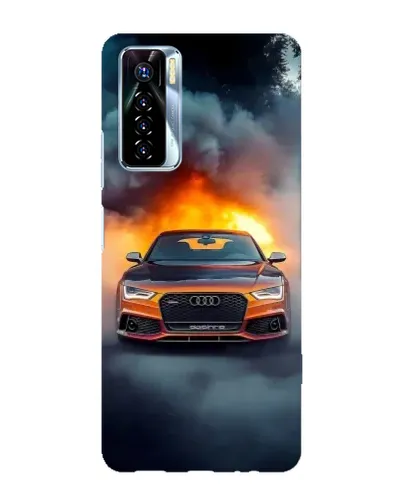 Чехол для TECNO Camon 17 Pro с картинкой «Audi в огненном дыму»