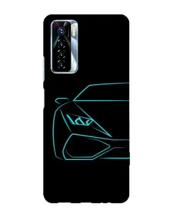 Чехол для TECNO Camon 17 Pro с картинкой «Голубой силуэт Lamborghini»