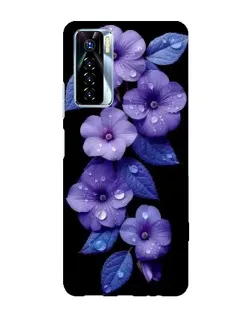 Чехол для TECNO Camon 17 Pro с картинкой «Фиолетовые цветы с росою»