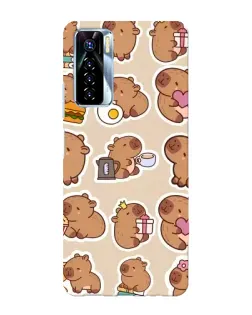 Чехол для TECNO Camon 17 Pro с картинкой «Капибары паттерн» Чехол для TECNO Camon 17 Pro с картинкой «Капибары паттерн»