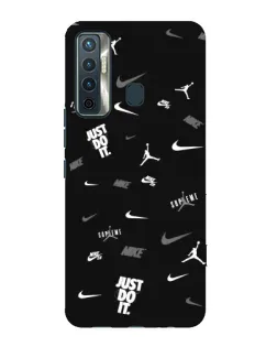 Чехол для TECNO Camon 17 с картинкой «Nike Black Pattern»