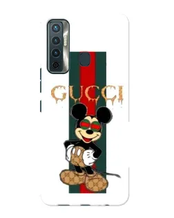 Чехол для TECNO Camon 17 с картинкой «Микки Маус Gucci — полосы»