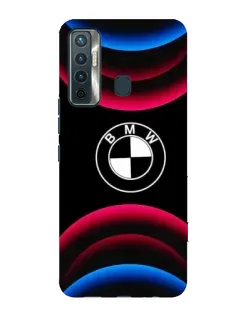 Чехол для TECNO Camon 17 с картинкой «Логотип BMW и неоновые дуги»