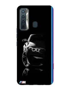 Чехол для TECNO Camon 17 с картинкой «Силуэт BMW в темноте»