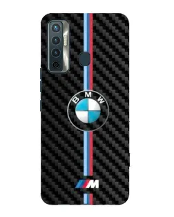 Чехол для TECNO Camon 17 с картинкой «Эмблема BMW и карбон»