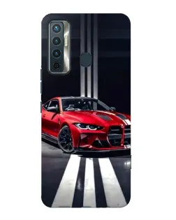 Чехол для TECNO Camon 17 с картинкой «Красная BMW на дороге»