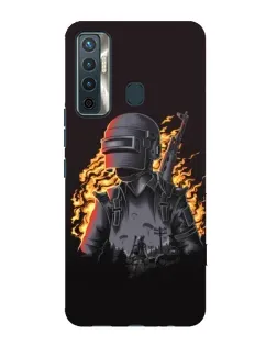 Чехол для TECNO Camon 17 с картинкой «PUBG — огненный силуэт»
