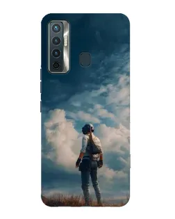 Чехол для TECNO Camon 17 с картинкой «Герой PUBG на скале»