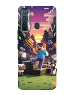 Чехол для TECNO Camon 17 с картинкой «Стив на ферме»