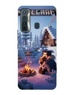 Чехол для TECNO Camon 17 с картинкой «Зимний Minecraft»