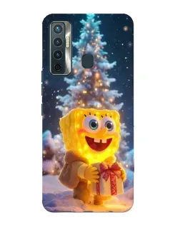 Чехол для TECNO Camon 17 с картинкой «Рождественский Спанч Боб»