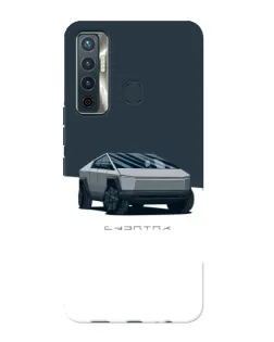 Чехол для TECNO Camon 17 с картинкой «Серебристый Cybertruck Tesla»