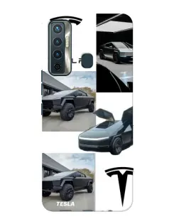 Чехол для TECNO Camon 17 с картинкой «Коллаж Cybertruck Tesla»