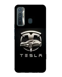 Чехол для TECNO Camon 17 с картинкой «Tesla — серебристое авто»