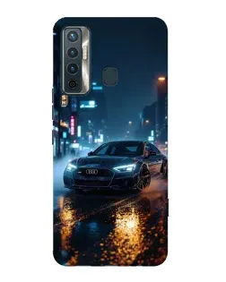 Чехол для TECNO Camon 17 с картинкой «Ночной город и Audi»