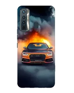 Чехол для TECNO Camon 17 с картинкой «Audi в огненном дыму»