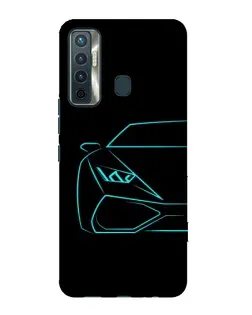 Чехол для TECNO Camon 17 с картинкой «Голубой силуэт Lamborghini»