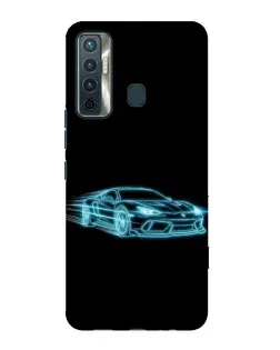 Чехол для TECNO Camon 17 с картинкой «Неоновый контур Lamborghini»