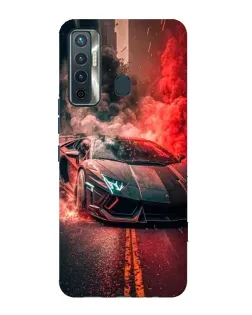 Чехол для TECNO Camon 17 с картинкой «Lamborghini красный дым»