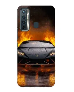Чехол для TECNO Camon 17 с картинкой «Lamborghini в огне»