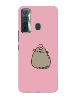 Чехол для TECNO Camon 17 с картинкой «Pusheen сердце»