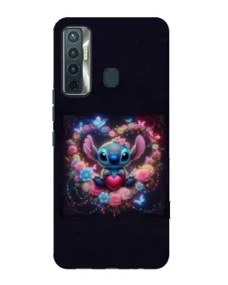 Чехол для TECNO Camon 17 с картинкой «Stitch в цветах»