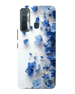 Чехол для TECNO Camon 17 с картинкой «Голубой цветочный каскад»