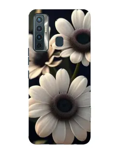 Чехол для TECNO Camon 17 с картинкой «Белые маргаритки макро»