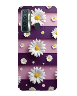 Чехол для TECNO Camon 17 с картинкой «Ромашки на фиолетовом»