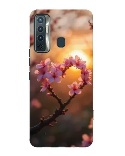 Чехол для TECNO Camon 17 с картинкой «Розовый цвет сердце на фоне заката» Чехол для TECNO Camon 17 с картинкой «Розовый цвет сердце на фоне заката»