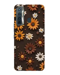 Чехол для TECNO Camon 17 с картинкой «Узор из маленьких подсолнухов»