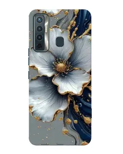 Чехол для TECNO Camon 17 с картинкой «Белый цветок и золотой флюид»