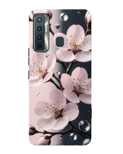 Чехол для TECNO Camon 17 с картинкой «Нежная сакура и капли»
