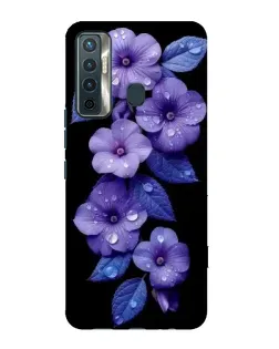 Чехол для TECNO Camon 17 с картинкой «Фиолетовые цветы с росою»