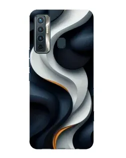 Чехол для TECNO Camon 17 с картинкой «Объемные черно-белые ленты»