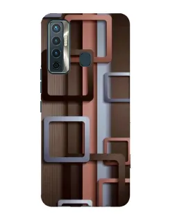 Чехол для TECNO Camon 17 с картинкой «Коричневые объемные квадраты»