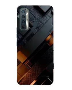 Чехол для TECNO Camon 17 с картинкой «Черные геометрические блоки»