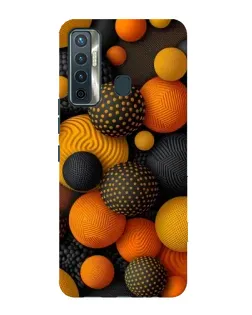 Чехол для TECNO Camon 17 с картинкой «Объемные оранжевые сферы»