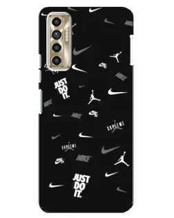 Чехол для TECNO Camon 17P (CG7n) с картинкой «Nike Black Pattern»
