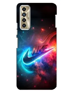 Чехол для TECNO Camon 17P (CG7n) с картинкой «Огненный логотип Nike»