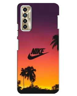 Чехол для TECNO Camon 17P (CG7n) с картинкой «Nike на закате солнца»