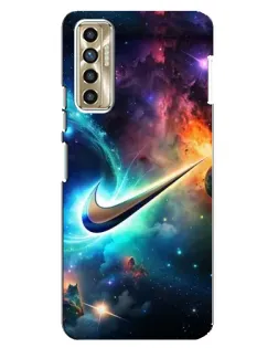 Чехол для TECNO Camon 17P (CG7n) с картинкой «Космический Nike Swoosh»