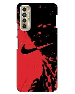 Чехол для TECNO Camon 17P (CG7n) с картинкой «Красные брызги Nike»