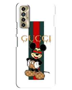 Чехол для TECNO Camon 17P (CG7n) с картинкой «Микки Маус Gucci — полосы»